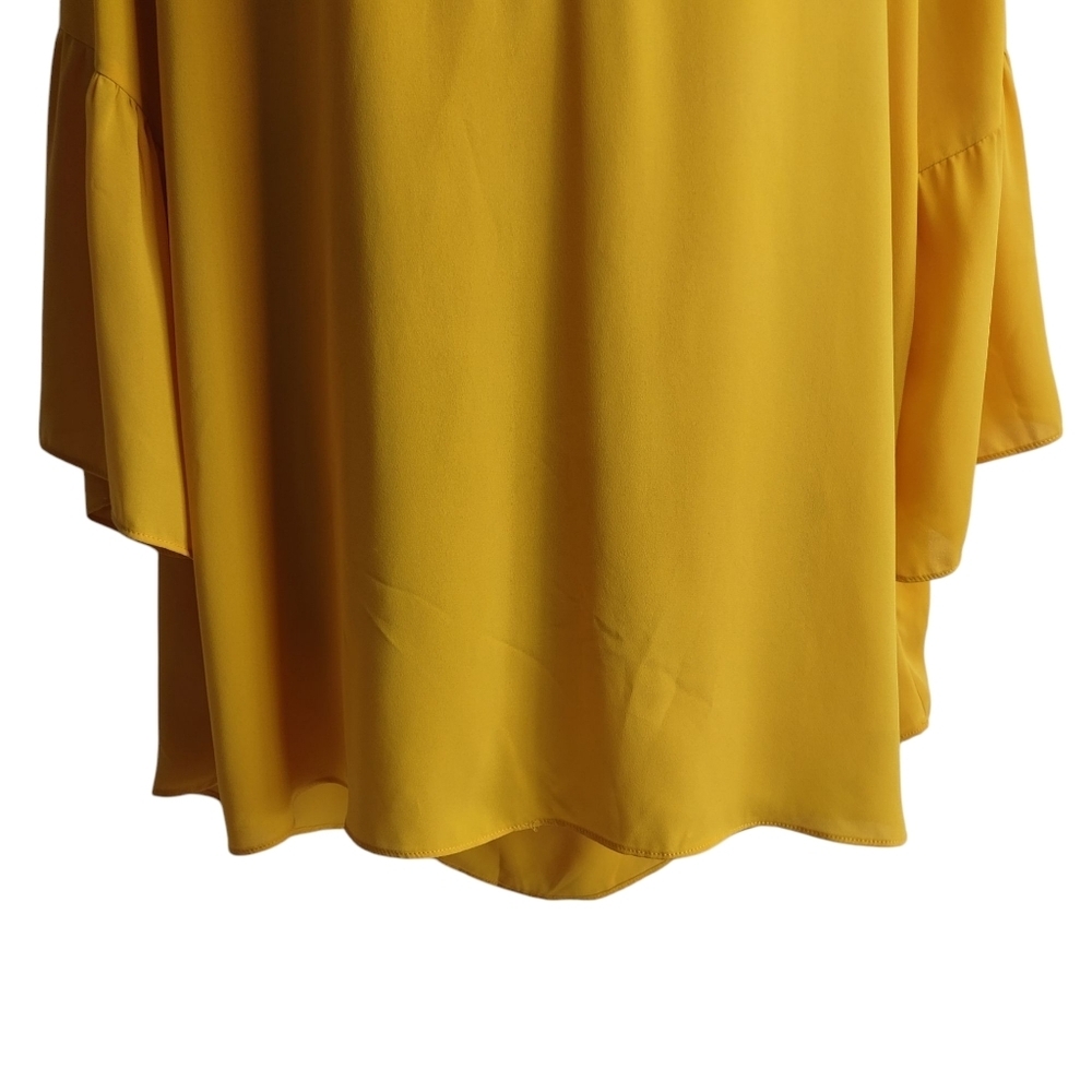 C Est. 1946 Blouse Women's Yellow/Gold Lace V-Neck 3/4 Flare Sleeve Sz 18/20W - Picture 4 of 10